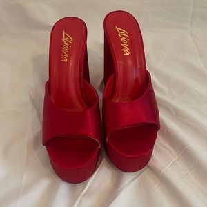 Red platform heels